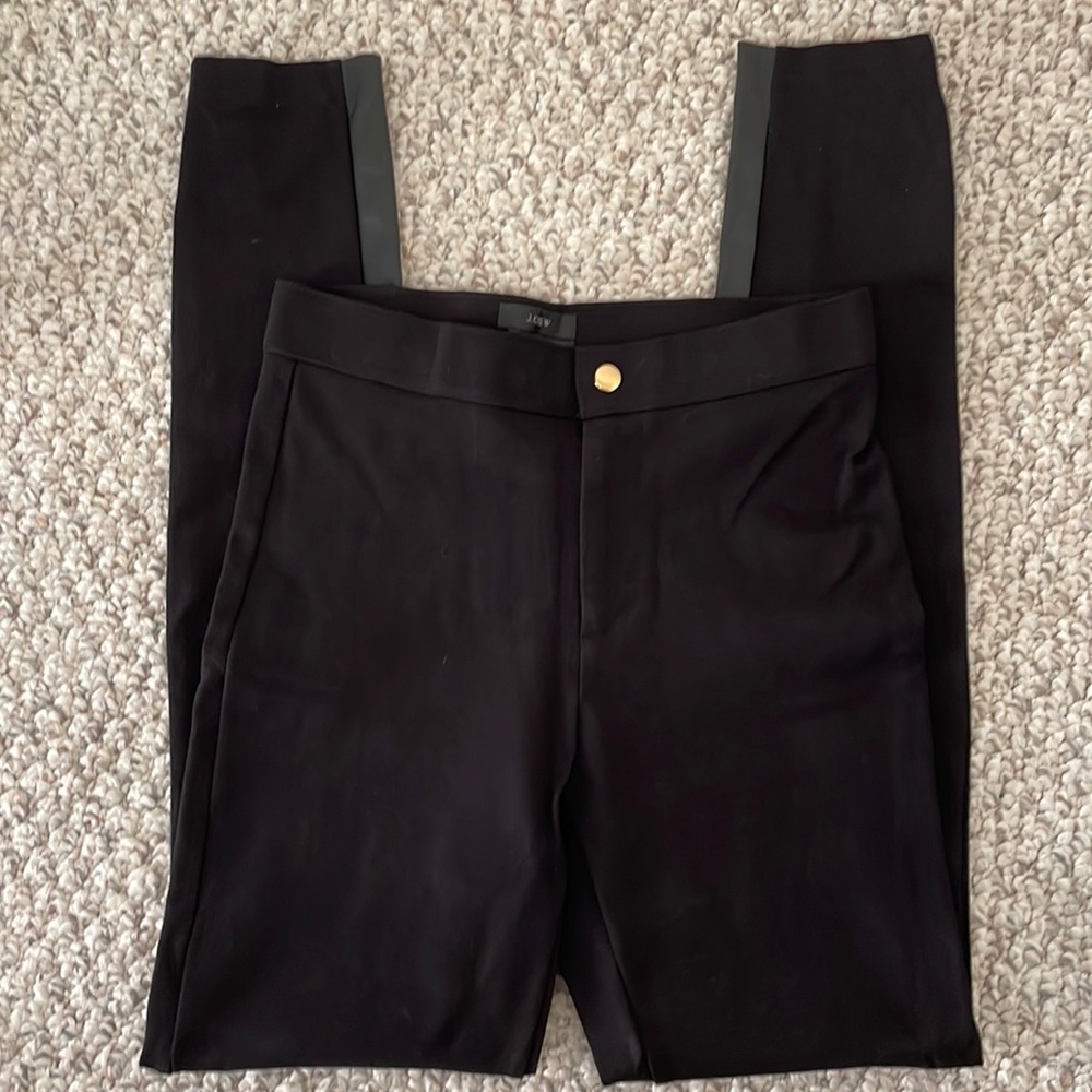 J. Crew Women's Black Pixie w/ Leather Looking Inner Leg Panels